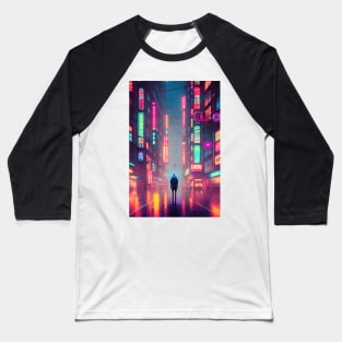 Man Tokyo Neon Anime Japan Rainy Night Street Vibes <3 Baseball T-Shirt